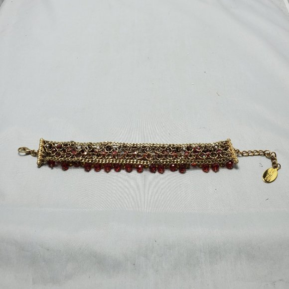 Ali Khan beaded bracelet with gold links. color topaz garnet ruby beads - Picture 6 of 6
